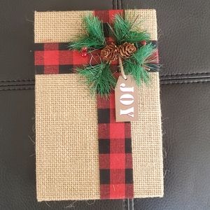 Christmas Holiday Plaid Wood Decor